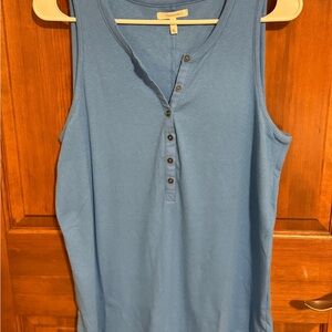 Maurices XL Light Blue Sleeveless Buttoned Tank Top